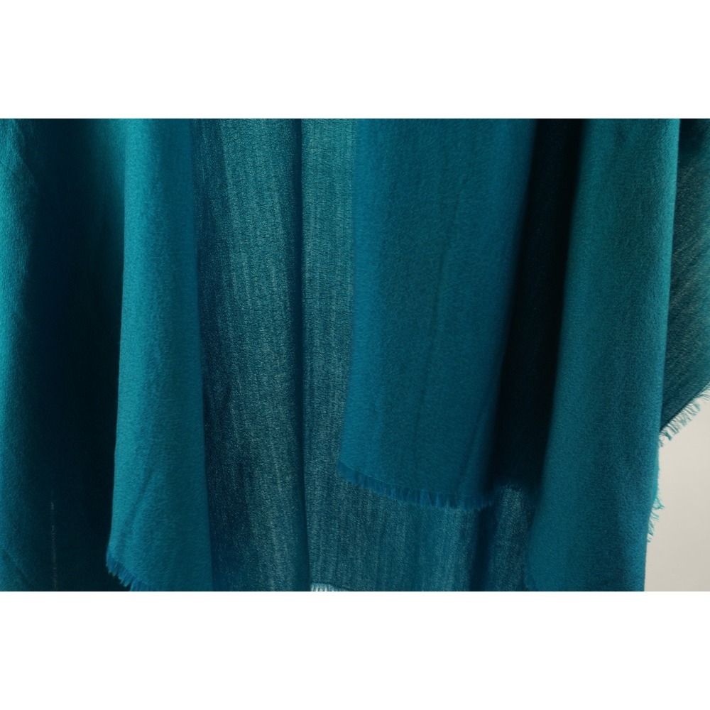 Eileen Fisher Wool & Silk Ombre Dip Dye Ruana Women's One Size Blue Raw Edge - Picture 5 of 9